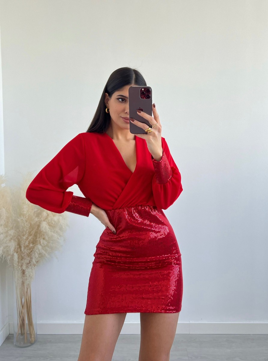 Vestiario Musthave33 | Abito Gonna Strass Rosso