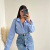 Vestiario Musthave33 | Camicia Bacchettata Celeste E Blu