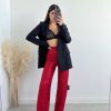 Vestiario Musthave33 | Pantalone Lungo In Paillettes Rosso