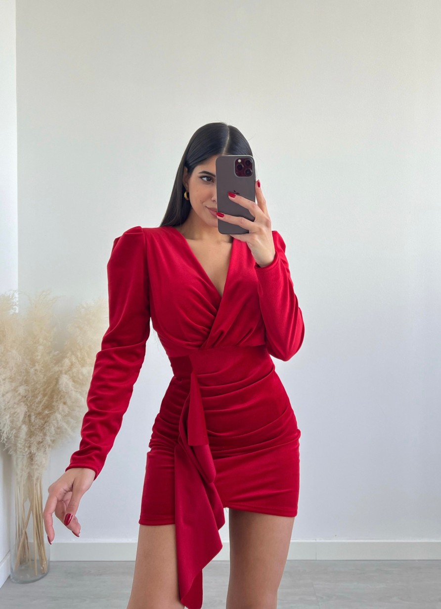 Vestiario Musthave33 | Abito Paris In Velluto Rosso