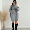 Vestiario Musthave33 | Pullover Oversize Con Spalle Scoperte Grigio