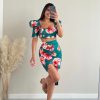 Vestiario Musthave33 | Top Manica A Sbuffo Maxi Flowers Smeraldo