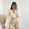 Vestiario Musthave33 | Cardigan Corto Con Bottoni Crema